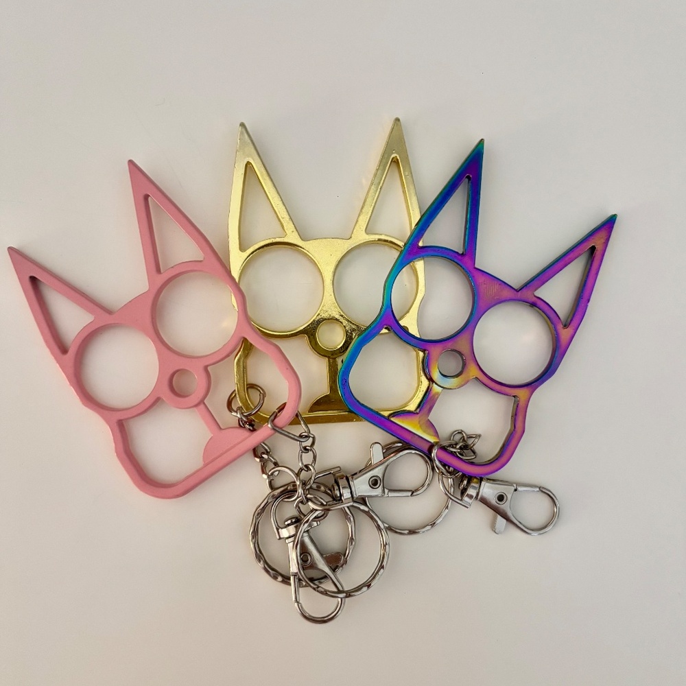 Cat Pointy Ears Metal Knuckle Protection! Self Defense knuckles Keychains!!
